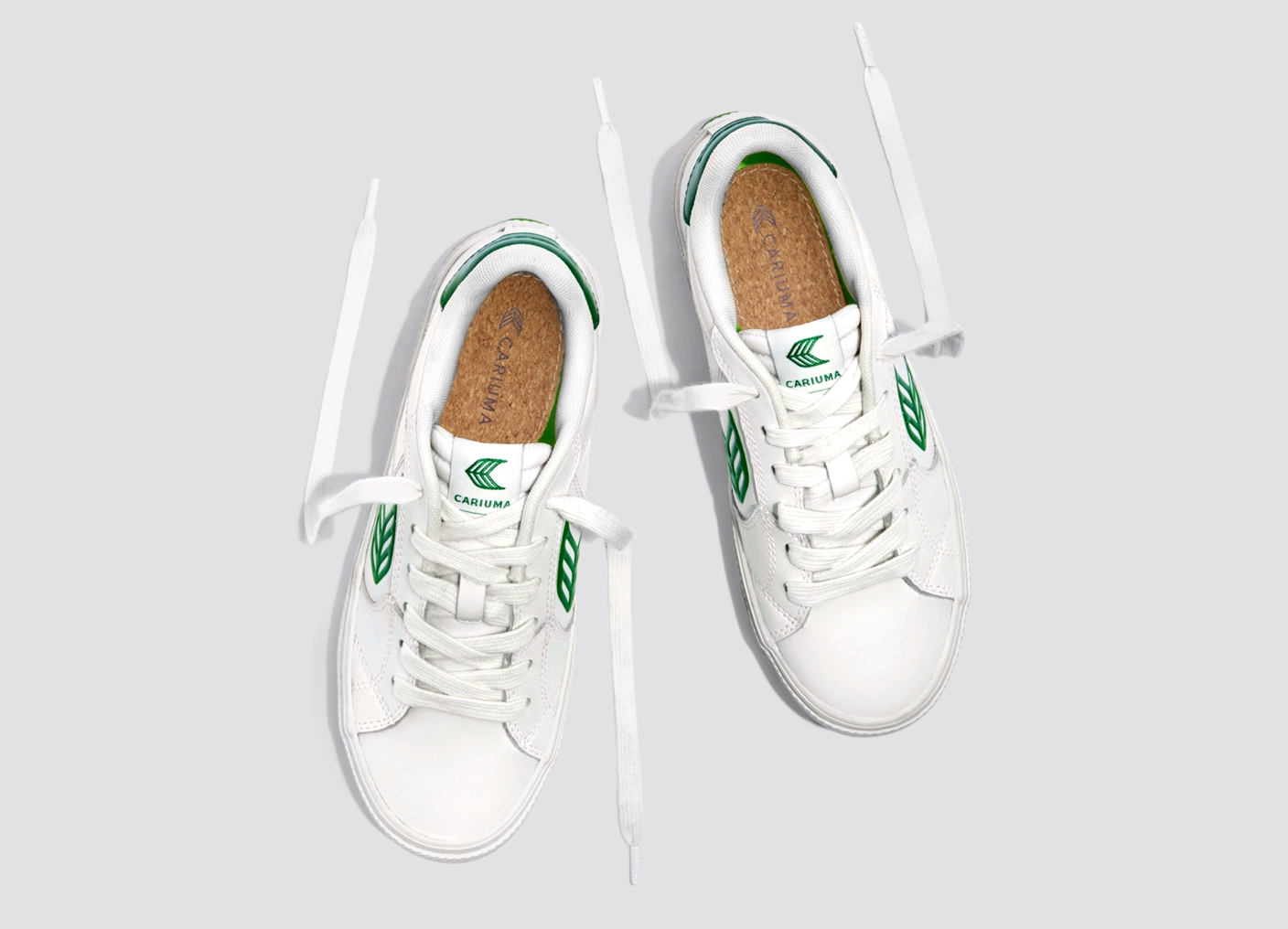 SALVAS White Leather Abundant Green Logo Sneaker