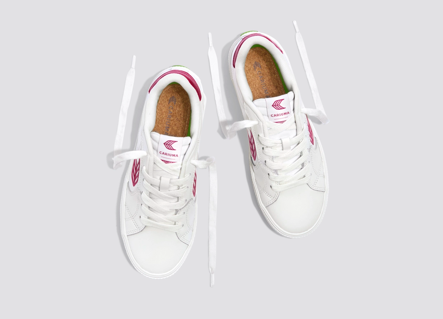 SALVAS White Leather Jazzy Pink Logo Sneaker