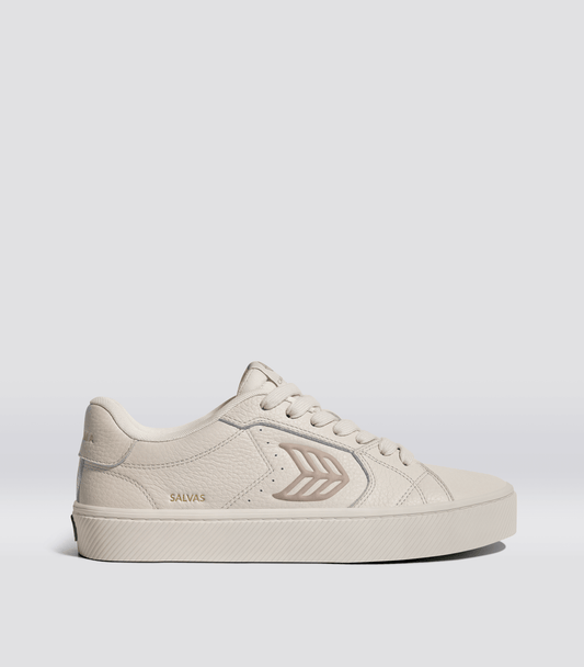 SALVAS All Almond Milk Premium Leather Plaza Taupe Logo Sneaker
