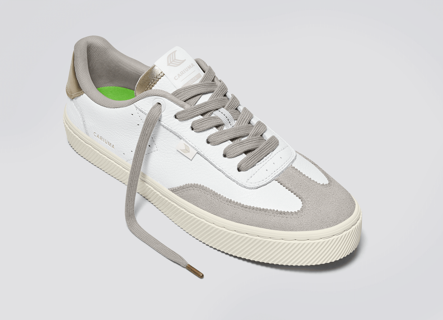 TOCA White Premium Leather Vintage White Suede Metallic Gold Sneaker