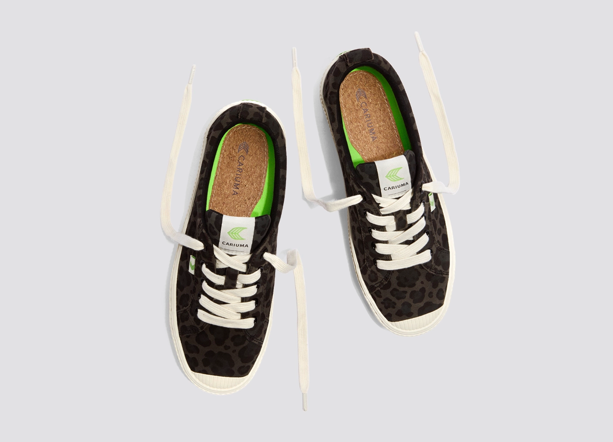 OCA Low Black Jaguar Print Suede Sneaker