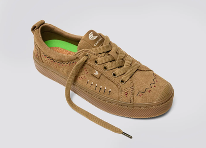 OCA Low All Camel Suede Embroidered Sneaker