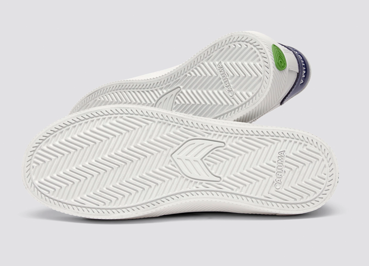 SALVAS White Leather Bright Navy Logo Sneaker