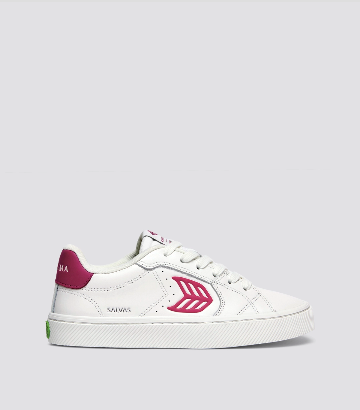 SALVAS White Leather Jazzy Pink Logo Sneaker