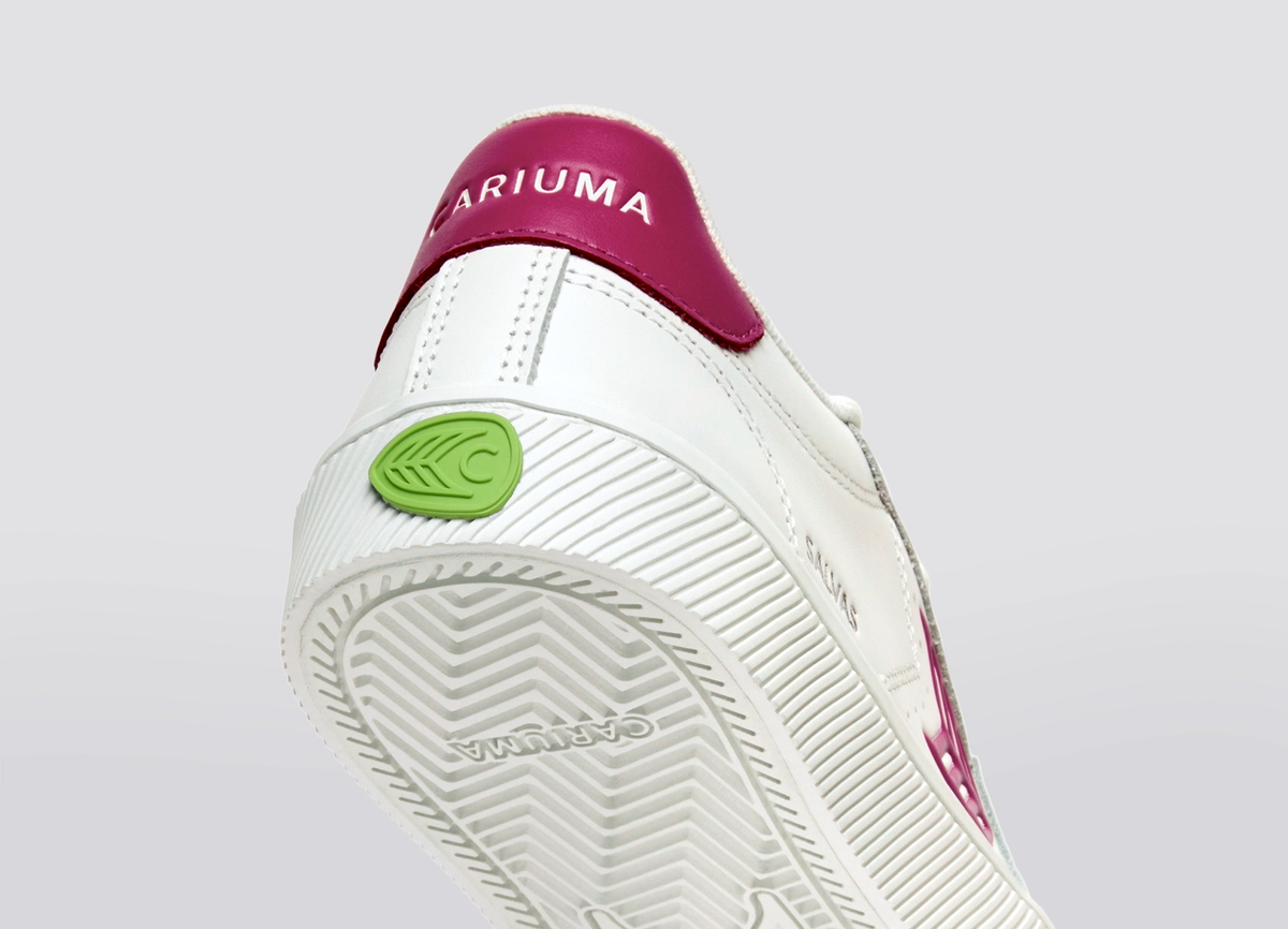 SALVAS White Leather Jazzy Pink Logo Sneaker