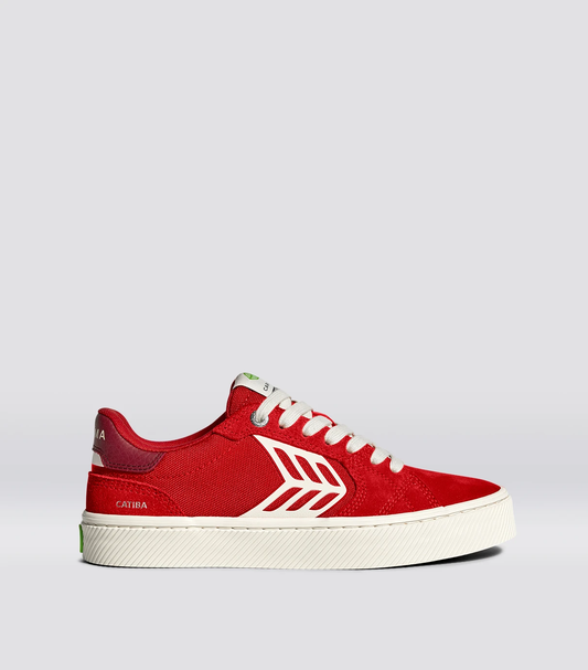 CATIBA PRO 2.0 Flame Scarlet Suede and Cordura Ivory Logo Cabernet Sneaker
