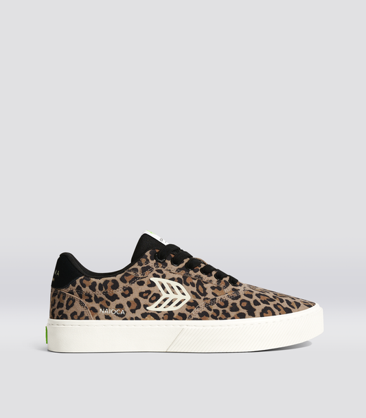 NAIOCA Leopard Print Suede Ivory Logo Sneaker