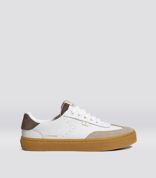 TOCA Gum White Premium Leather Plaza Taupe Suede Dark Khaki Sneaker
