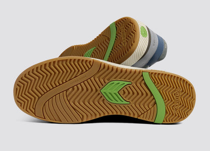 Skategoat C25 Onyx Grey Leather Faded Denim Logo Charcoal Grey Sneaker