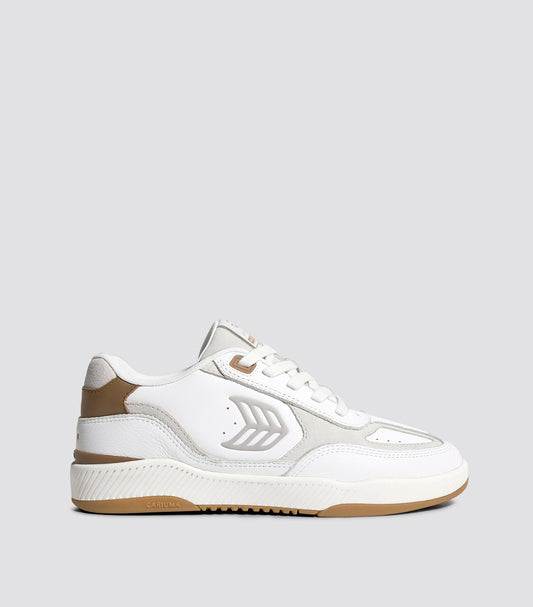 Skategoat C25 White Leather Silver Cloud Logo Camel Sneaker