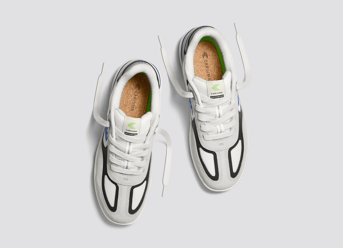 Skategoat C25 PRO Smoke White Suede Off-White Mesh Bold Blue Logo Black Sneaker